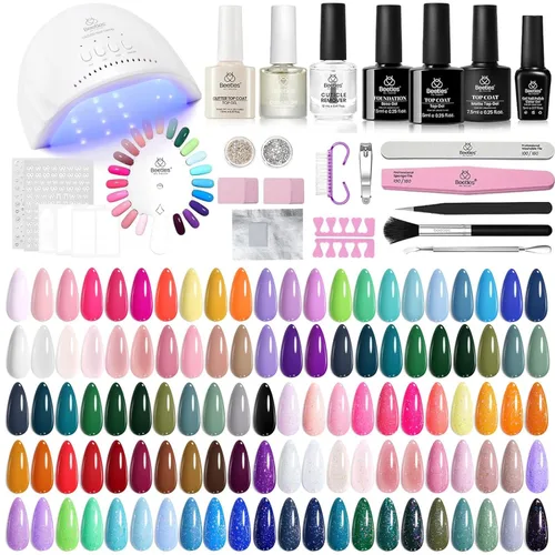 Miniatura 10 de Beetles - Kit de esmalte de uñas de gel de 36 colores, juego de esmalte de gel pastel de verano con capa base, capa superior brillante y pegamento