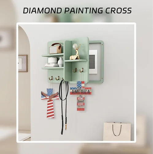 Miniatura 4 de Paquete de 2 kits de pintura de diamantes cruzados 5D DIY pintura de diamante cruz forma especial kit de arte de diamantes patrióticos bandera