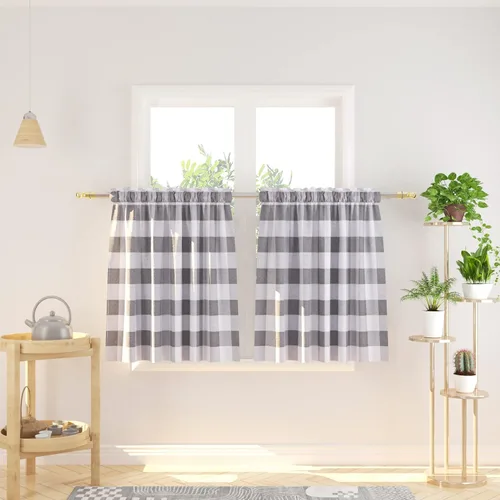 Miniatura 55 de Cenefas de cortina para ventana de 16 pulgadas de largo, 2 paneles de cuadros búfalo, cortinas pequeñas con bolsillo para barra, estilo clásico