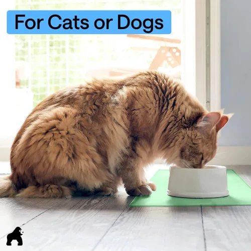 Miniatura 9 de GORILLA GRIP - Alfombrilla de silicona 100% impermeable con bordes elevados, sin BPA, para mascotas, tapetes para comida de perros y gatos, contiene