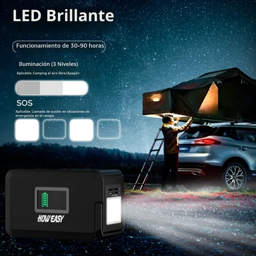 Miniatura 5 de HOWEASY Estación de energía portátil de 120 W (pico de 240 W), generador solar de campamento de 24000 mAh, banco de energía portátil con 2 salidas