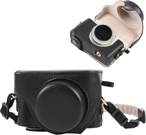 PULUZ Funda para cámara digital Sony ZV-1F Vlog, bolsa de cuero de cuerpo completo con funda Sony ZV-1F, correa de hombro, bolsa de almacenamiento