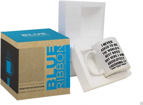Miniatura 2 de BLUE RIBBON Nunca pedí ser el mejor jefe del mundo Taza de café - Regalos para hombres, mujeres - Idea de regalo de 11 oz
