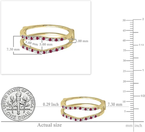Miniatura 5 de Dazzlingrock Collection Round Alternate Gemstone & White Diamond Wedding Enhancer Guard Ring for Her in Gold