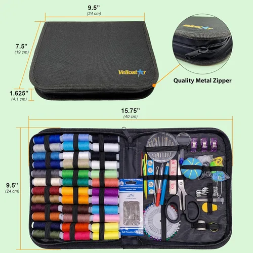 Miniatura 4 de Kit de costura para adultos con suministros y accesorios de costura, kit de costura a mano básico para pequeñas reparaciones, kit de costura