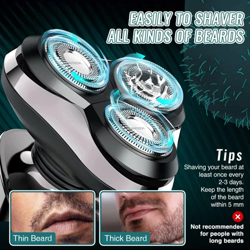 Miniatura 3 de Maquinilla de afeitar eléctrica para hombres – Afeitadora eléctrica recargable para hombres, maquinilla de afeitar inalámbrica impermeable en seco