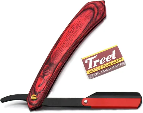 Cuchillo de afeitar clásico de la maquinilla de afeitar del barbero de la manija de madera del borde recto de los hombres BTS-188