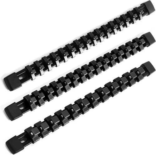 Reniteco Organizador de enchufes de 3 piezas, 1/4 pulgadas x 16 clips, 3/8 pulgadas x 15 clips, 1/2 pulgadas x 12 clips, soporte de enchufe de ABS