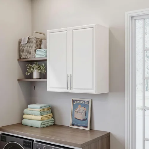 Miniatura 15 de Furnaza Armario de Pared para Lavandería de 30" de Ancho con Estante Ajustable, Armarios de Cocina Montados en la Pared con Dos Puertas Shaker