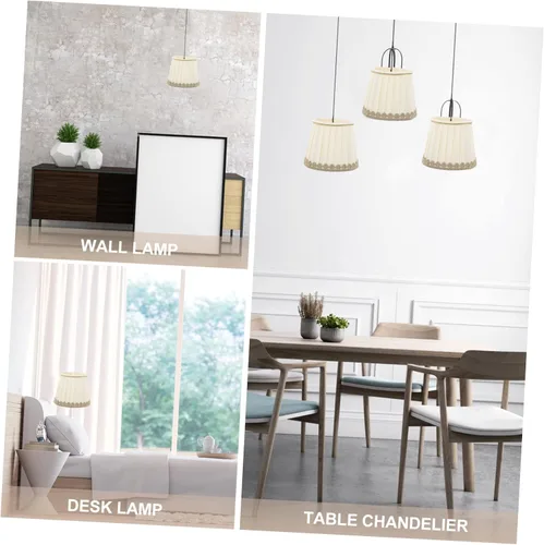 Miniatura 6 de Angoily Pantalla plisada de gasa para lámpara de repuesto, elegante accesorio para decoración de dormitorio y sala de estar, diseño suave e