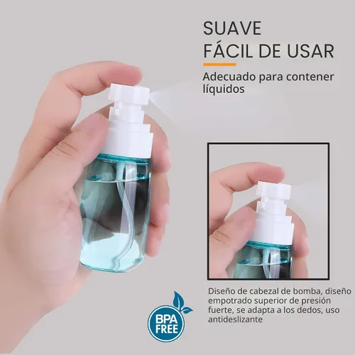 Miniatura 4 de RELANOR Paquete de 2 botellas de aerosol pequeñas tamaño viaje 60ml/2oz - Mini botellas de aerosol vacías de niebla fina - a prueba de fugas