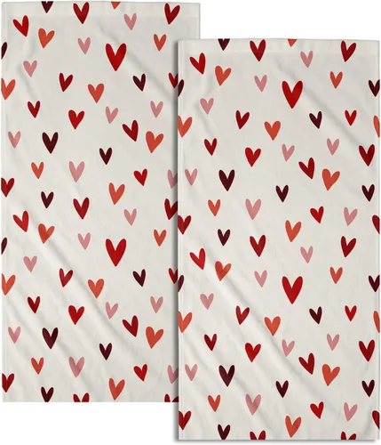Miniatura 19 de Juego de 2 toallas de mano para el 4 de julio, 14 x 28 pulgadas, diseño patriótico de hojas florales rojas y azules, absorbentes y suaves