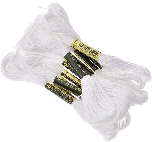 Miniatura 5 de 24 madejas de hilo de punto de cruz, hilo de algodón bordado en blanco y negro, pulseras de la amistad con 12 bobinas de hilo para tejer, proyecto