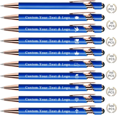 Miniatura 24 de Bolígrafos personalizados a granel, bolígrafos personalizados con nombre/logotipo en ambos lados, regalo de tinta negra, bolígrafo grabado con lápiz