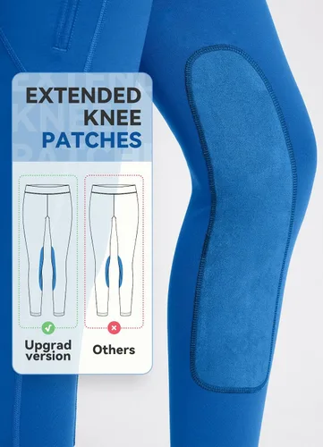 Miniatura 15 de baleaf Pantalones de equitación para niñas, pantalones ecuestres para niños, con parche en la rodilla, bolsillo con cremallera