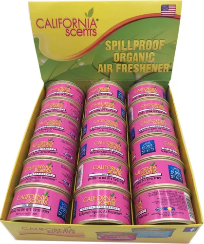 California Scents Ambientador orgánico a prueba de derrames, fresa Shasta, recipiente de 1.5 onzas (paquete de 18)