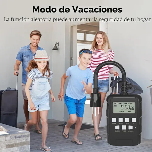 Miniatura 6 de BN-LINK Temporizador programable digital resistente para exteriores de 7 días BND/U78, 125VAC, 60Hz, doble salida, resistente a la intemperie