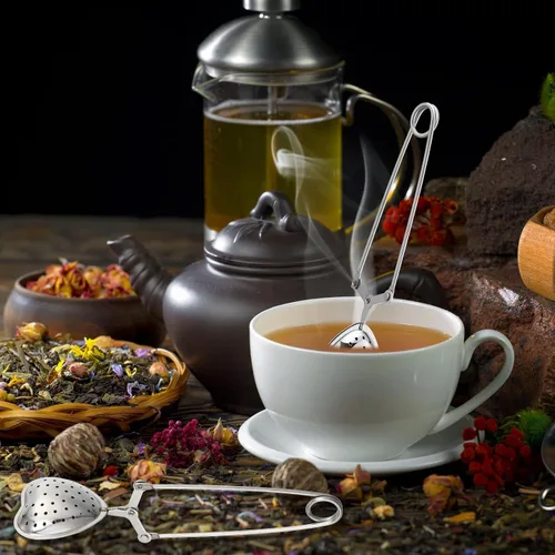 Miniatura 6 de Roshtia Infusor de té de corazón para difusores de té de hojas sueltas, filtros de acero inoxidable, cuchara para regalo de fiesta en el hogar, 50