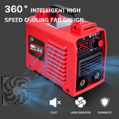 Miniatura 5 de Máquina de soldar, máquina de soldadura MMA-250A 110V mejorada, pantalla digital LCD IGBT, soldador de electrodo con arranque en caliente Rojo