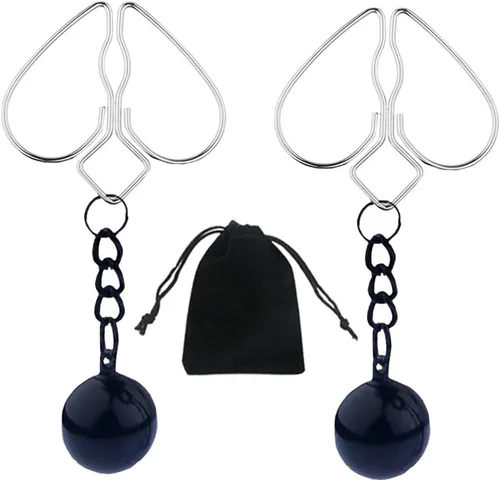 Miniatura 8 de Pinzas para pezón con peso de acero inoxidable con clip de cadena para pezón, bola ajustable, sin perforación, joyería para pezones para adultos