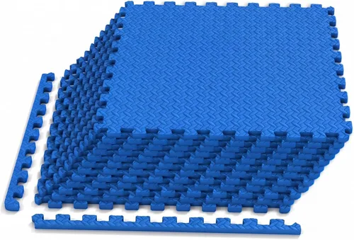 Miniatura 31 de Tangkula Alfombrillas de ejercicio de 12 azulejos con borde, tapetes protectores de espuma EVA antideslizantes, tapetes elásticos de juego