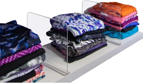 Bee Neat Organización de armario con separadores de estantes acrílicos transparentes, organizador de estantes de armario para ropa, toallas,