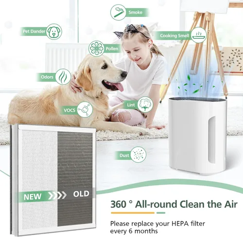 Miniatura 6 de Paquete de 2 filtros de repuesto HEPA 3 en 1 compatibles con el purificador de aire PureZone de Pure Enrichment, número de pieza PEAIRPLG