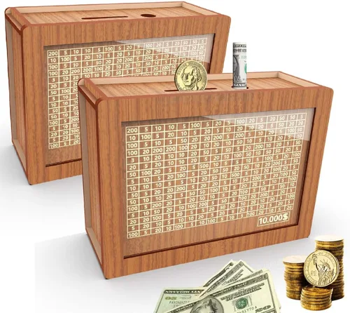 Alcancía para adultos y niños, banco de monedas de madera para niños y niñas, caja fuerte de efectivo caja de ahorro de dinero con contador, caja de
