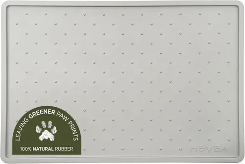 Hevea Tapete de alimentación para perros de goma natural, antideslizante e impermeable, vegano, sin plástico y silicona, tapete de goma para cuencos