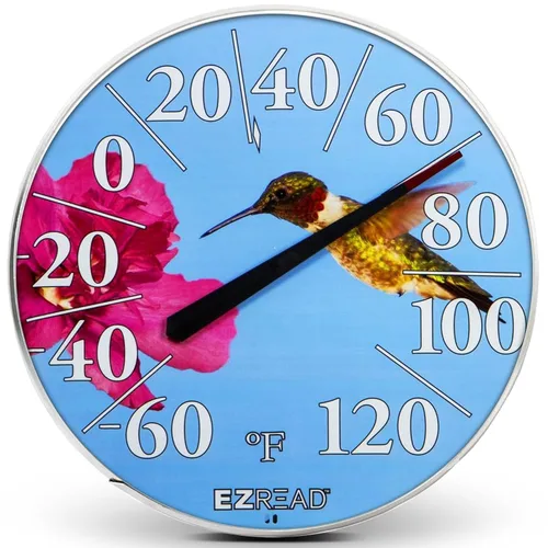 Miniatura 17 de EZREAD - Termómetro de esfera colgante, termómetros meteorológicos para uso en interiores y exteriores, gran diámetro de 12.5 pulgadas, números