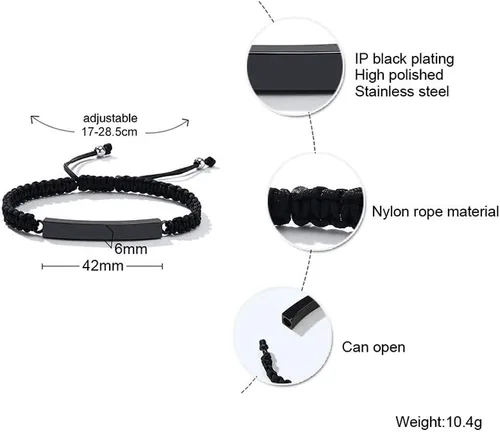 Miniatura 50 de Pulsera de urna personalizada para cenizas, recuerdos de joyería de cremación para mujeres y hombres, pulsera ajustable de cuerda tejida hecha a