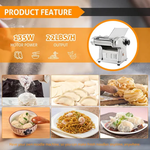 Miniatura 5 de Máquina Eléctrica para Hacer Pasta WICHEMI 3 EN 1 Rodillo de Masa para Espaguetis Prensa de Fideos de Acero Inoxidable 135W para Uso Familiar en 3