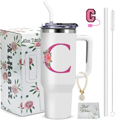 Miniatura 19 de Regalos de cumpleaños para mujeres, vaso con monograma con asa, regalos personalizados para mamá, regalo con monograma para mujer, vasos