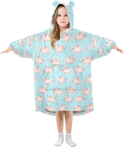Miniatura 9 de Mantas portátiles para niños, sudadera con capucha tipo manta de gran tamaño, suave y cálida, regalos para niños, niñas y adolescentes de 3 a 14