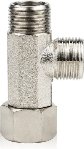 FERCAISH Adaptador de latón 9/16 T, válvula de conector en T de 3 vías para divisor de plomería, grifo rociador de bidé de mano, válvula desviadora