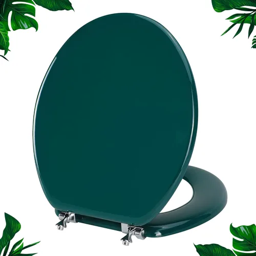 Miniatura 7 de Asiento de inodoro alargado rojo de madera natural con bisagras de aleación de zinc, fácil de instalar y también fácil de limpiar, asiento