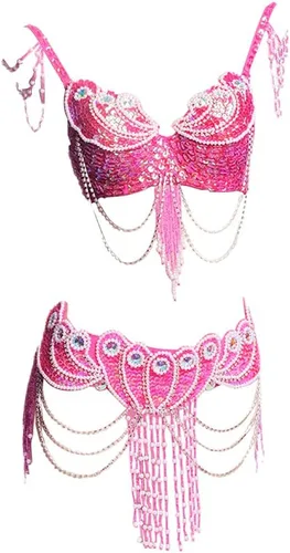 Miniatura 11 de ROYAL SMEELA Disfraz de danza del vientre para mujer, brasier tribal y cinturón, sexy traje de baile profesional para carnaval