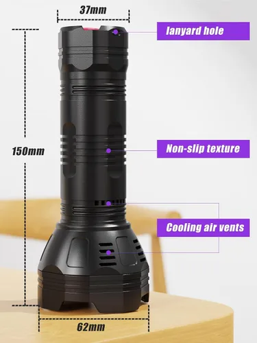 Miniatura 6 de Linternas de luz negra UV recargables de 365 nm + 395 nm, 51 LED, luz negra para detección de orina de mascotas, gatos y perros, linterna