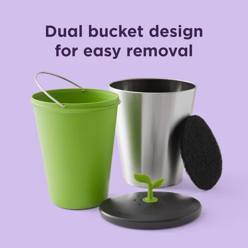 Miniatura 3 de Chef'n EcoCrock - Contenedor de compostaje para encimera, 3.3 litros, gris acero