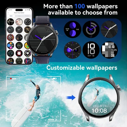 Miniatura 7 de Reloj inteligente (respuesta/hacer llamadas), pantalla FHD AMOLED de 1.43 pulgadas para hombres y mujeres, más de 100 modos deportivos, relojes