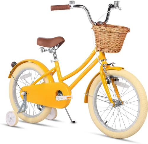Miniatura 33 de Glerc Little Molly - Bicicleta de crucero retro para niños de 2 a 13 años de edad con cesta de mimbre y ruedas de entrenamiento/soporte, varios
