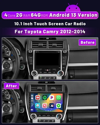 Miniatura 2 de [HiFi 4Core 64G] Android 15 Estéreo para automóvil 2012 2013 2014 Toyota Camry Radio, Hikity 10.1 pulgadas pantalla táctil Camry Radio inalámbrico