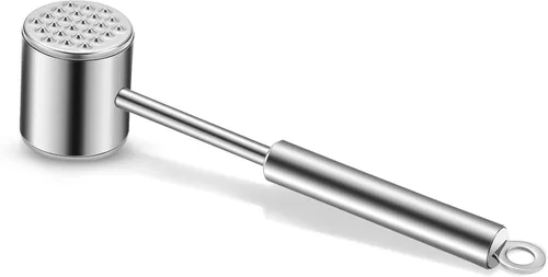 Miniatura 11 de Mazo de martillo ablandador de carne con mango de goma de agarre cómodo, golpeador de carne de doble cara para ablandar carne, carne de res, pollo