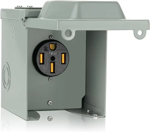Caja de toma de corriente WELLUCK para RV | 50A 125/250V, Receptáculo NEMA 14-50R | Cerrado y con cerradura | Enchufe resistente a la intemperie