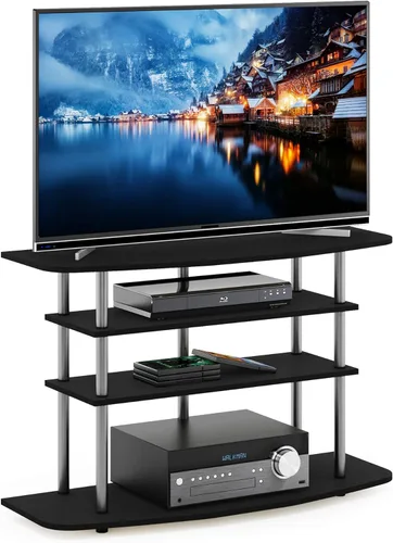 Miniatura 14 de Furinno Frans Turn-N-Tube - Soporte para televisor de 4 niveles, para televisores de hasta 43 pulgadas, color roble blanco
