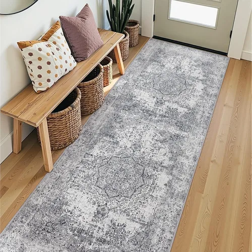 Miniatura 21 de jinchan Alfombra floral primaveral de 2 x 3 pies para entrada, alfombra desgastada lavable, de pelo corto, suave, pequeña, antideslizante, tapete