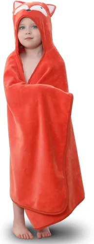 TBEZY Toalla con capucha para niños, 100% algodón, ultra suave, con diseño único de animales, grande para bebés de 3 a 10 años (zorro)