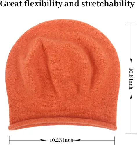Miniatura 3 de DANMY Gorro de punto holgado de cachemira para mujer, gorro de lana suave y cálida para invierno