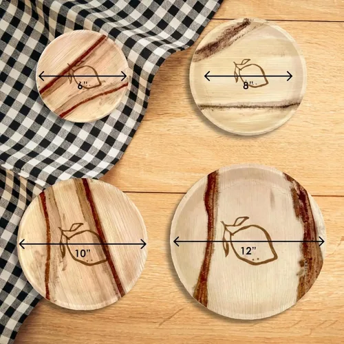 Miniatura 5 de NEATtable Platos de hoja de palma Diseño de limón Desechables y compostables Ecológicos y 100% naturales Ideal para eventos al aire libre