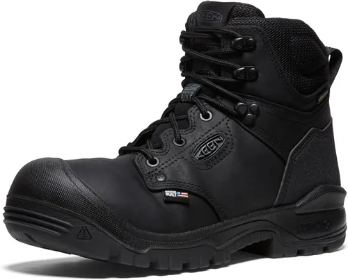 KEEN Utility Botas de trabajo Independence de 6 pulgadas de piel impermeable con punta suave para hombre Negro/Negro